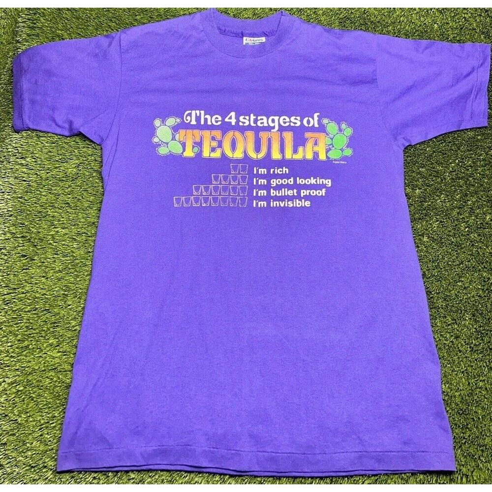 Vintage Tequila Single Stitch T-Shirt Size L Made In USA Cruise,‎ Party Funny